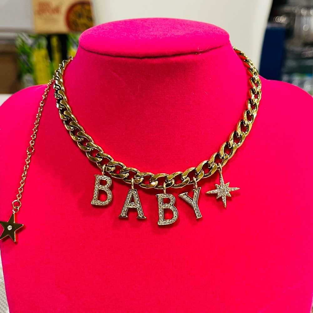DALMATA CHARM Necklace with 'BABY' Pendant 18k Gold plated